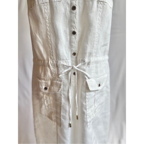 Michael Kors Small White Linen Sleeveless Dress - Picture 4 of 7